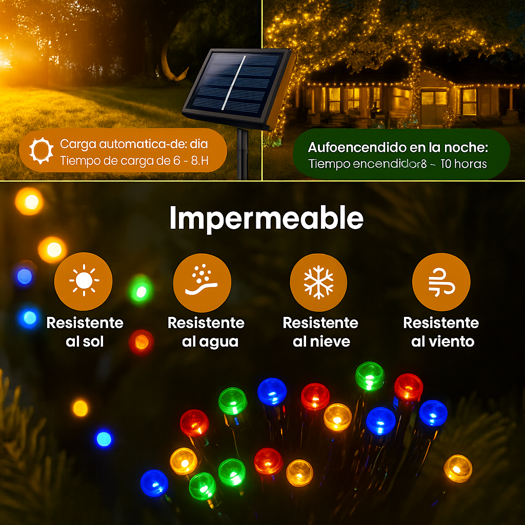 🌈 LUCES SOLARES MULTICOLOR 22 M 200 LED