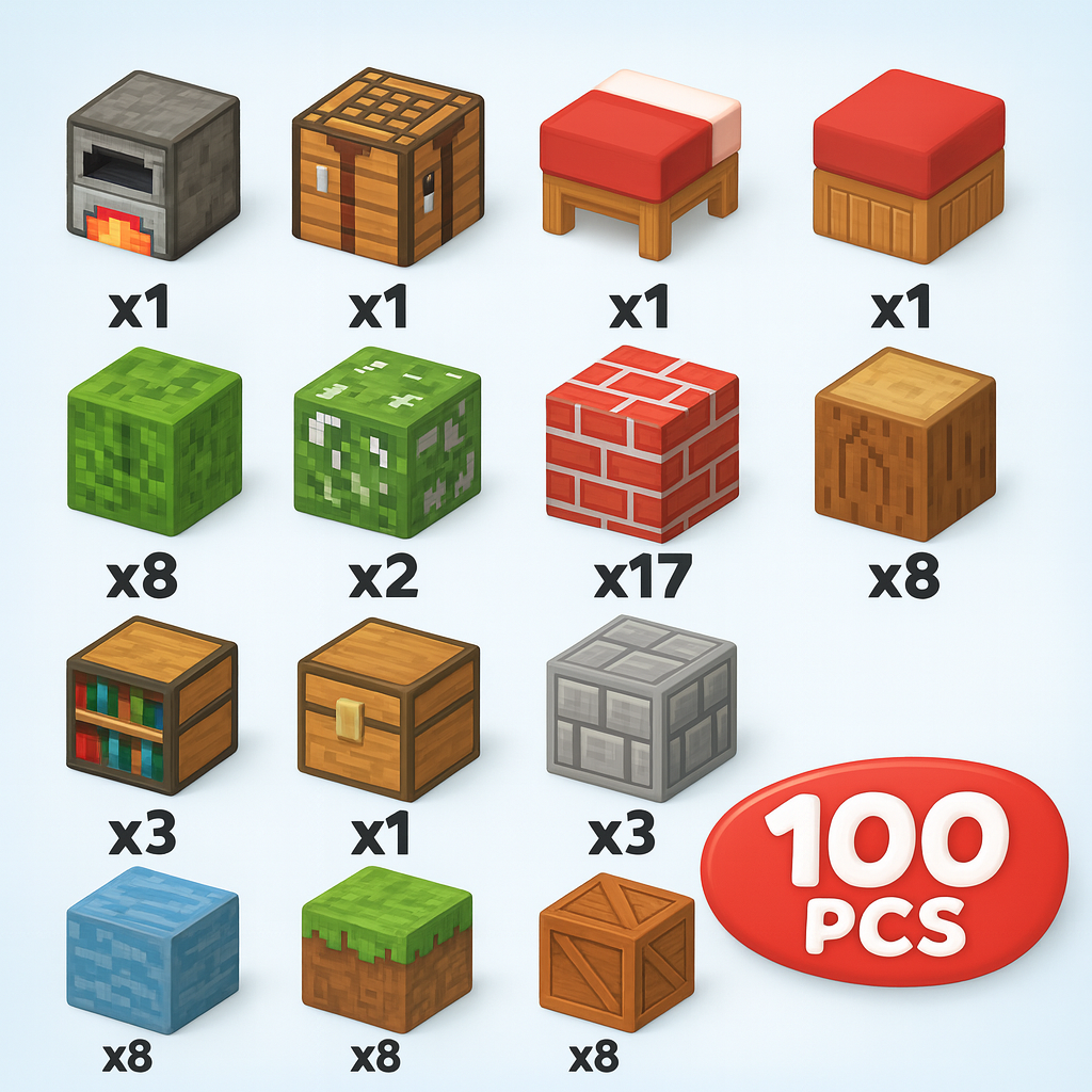 Bloques Minecraft Magnéticos – 100 Piezas