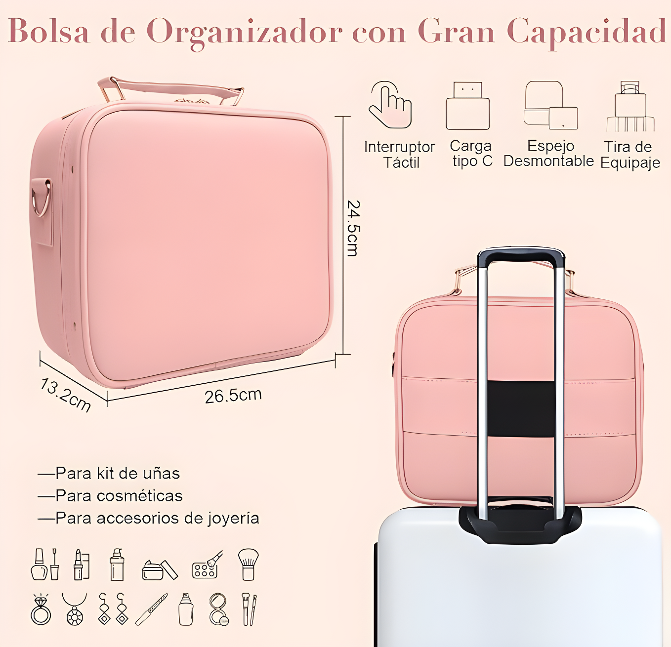 COSMETIQUERA PORTATIL LED GlamGlow©