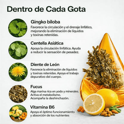 PurezaDrops | Drena Naturalmente la Hinchazón del Rostro, Abdomen y Piernas